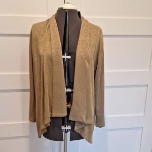 Lauren Ralph Lauren Sparkly Gold Cardigan with Asymmetrical Hem